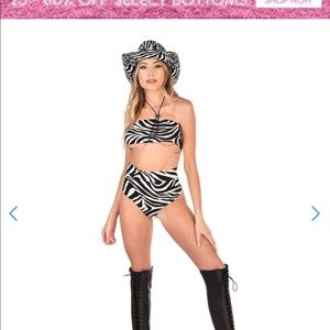 iHeartRaves High-Waisted Zebra Print Thong